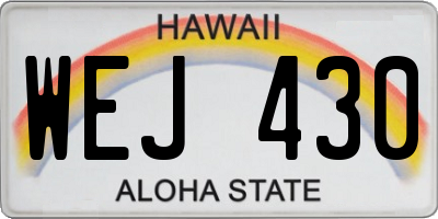 HI license plate WEJ430