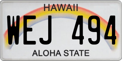 HI license plate WEJ494