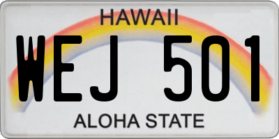 HI license plate WEJ501