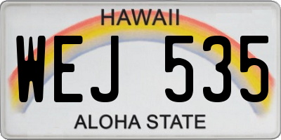 HI license plate WEJ535
