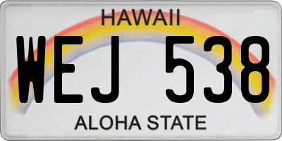 HI license plate WEJ538