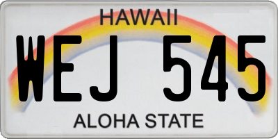 HI license plate WEJ545