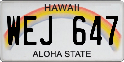 HI license plate WEJ647