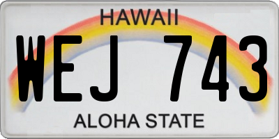 HI license plate WEJ743