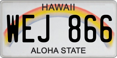 HI license plate WEJ866