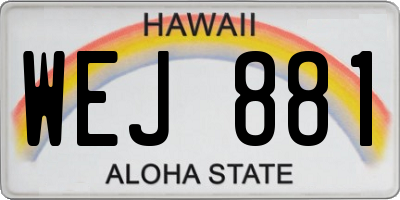 HI license plate WEJ881