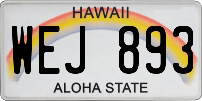 HI license plate WEJ893