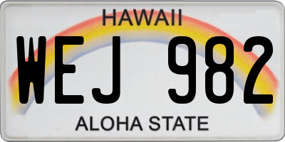 HI license plate WEJ982