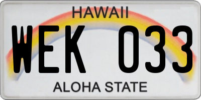 HI license plate WEK033