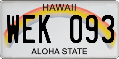 HI license plate WEK093