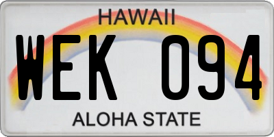 HI license plate WEK094