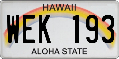 HI license plate WEK193
