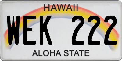 HI license plate WEK222