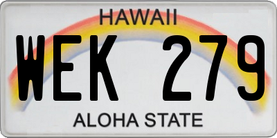 HI license plate WEK279