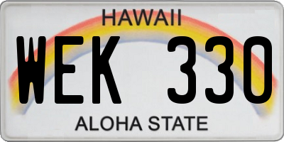 HI license plate WEK330