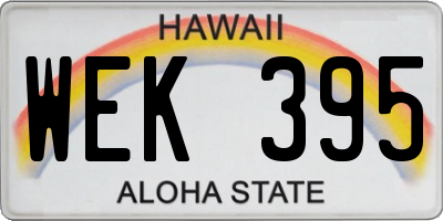HI license plate WEK395