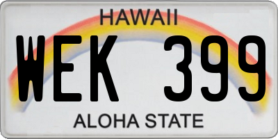 HI license plate WEK399