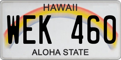 HI license plate WEK460