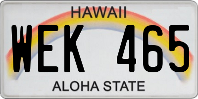 HI license plate WEK465