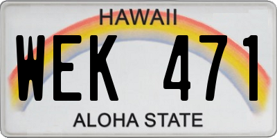 HI license plate WEK471