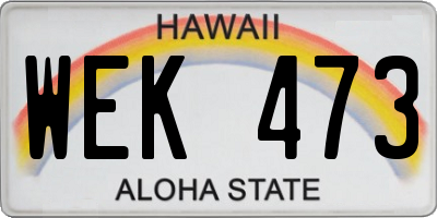 HI license plate WEK473
