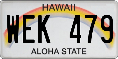 HI license plate WEK479