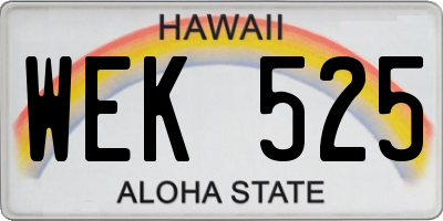 HI license plate WEK525