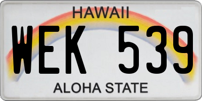 HI license plate WEK539