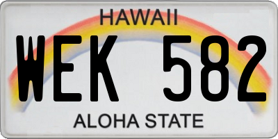 HI license plate WEK582