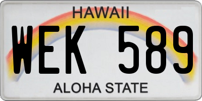 HI license plate WEK589