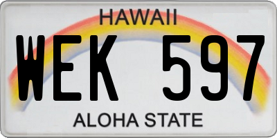 HI license plate WEK597