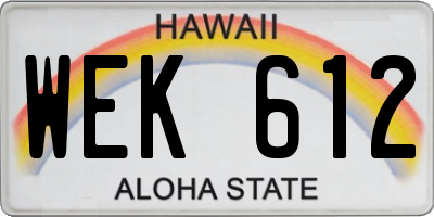 HI license plate WEK612