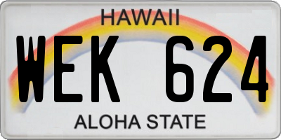 HI license plate WEK624
