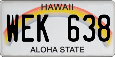 HI license plate WEK638