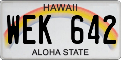 HI license plate WEK642