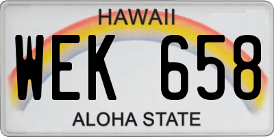 HI license plate WEK658