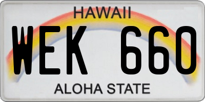 HI license plate WEK660