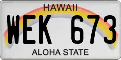 HI license plate WEK673
