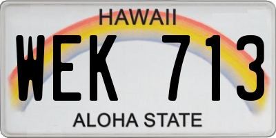 HI license plate WEK713