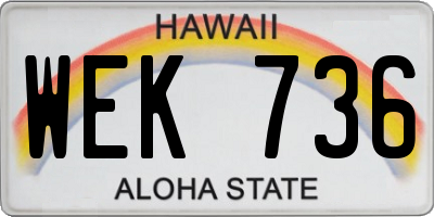 HI license plate WEK736