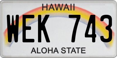 HI license plate WEK743