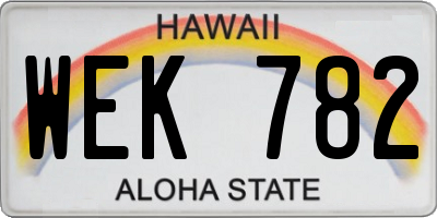 HI license plate WEK782