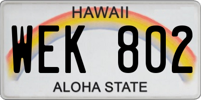 HI license plate WEK802