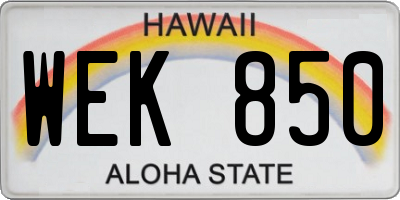 HI license plate WEK850