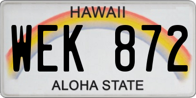 HI license plate WEK872