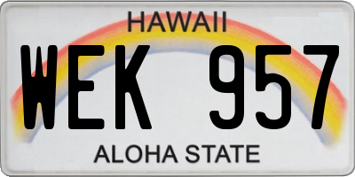 HI license plate WEK957