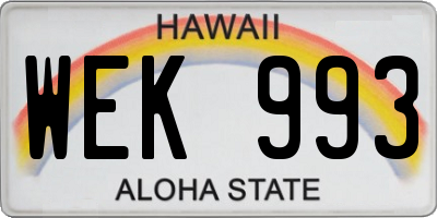 HI license plate WEK993