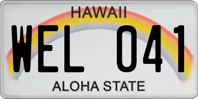HI license plate WEL041