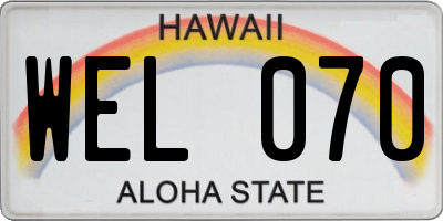 HI license plate WEL070