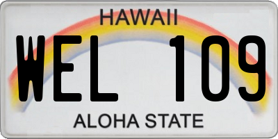 HI license plate WEL109
